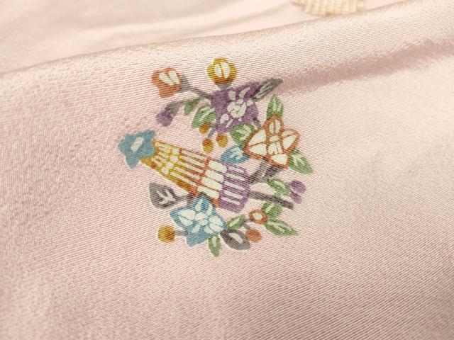 平和屋着物□極上 本場大島紬 単衣 雪輪花鳥文 やまと誂製 逸品