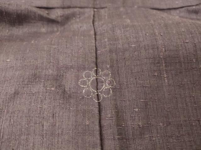 平和屋着物▽上質な紬 単衣 葡萄鼠色 正絹 逸品 DAAT9240az