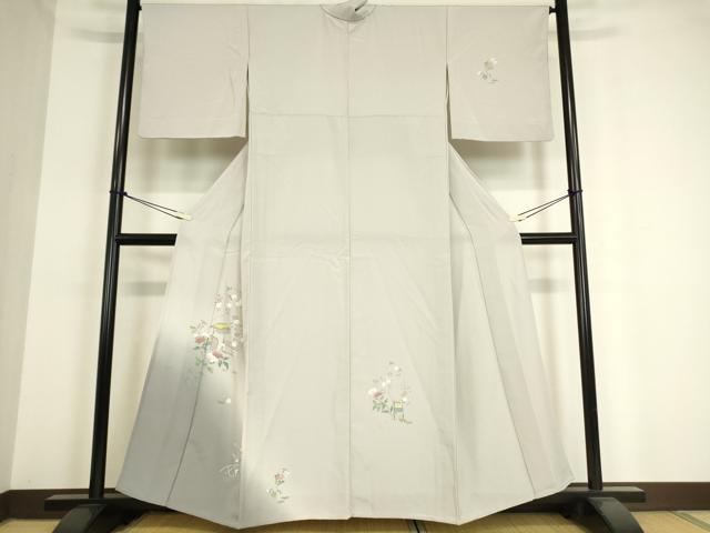 平和屋着物▽訪問着　単衣　友禅　籬花文　暈し染め　正絹　逸品　DAAT9258az