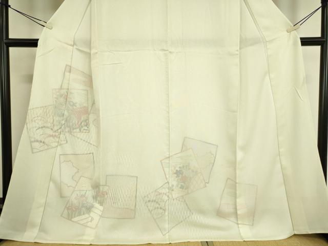 平和屋着物▽訪問着　無双　紗袷　紋紗×絽　色紙重ね花文　正絹　逸品　DAAT9336az_3