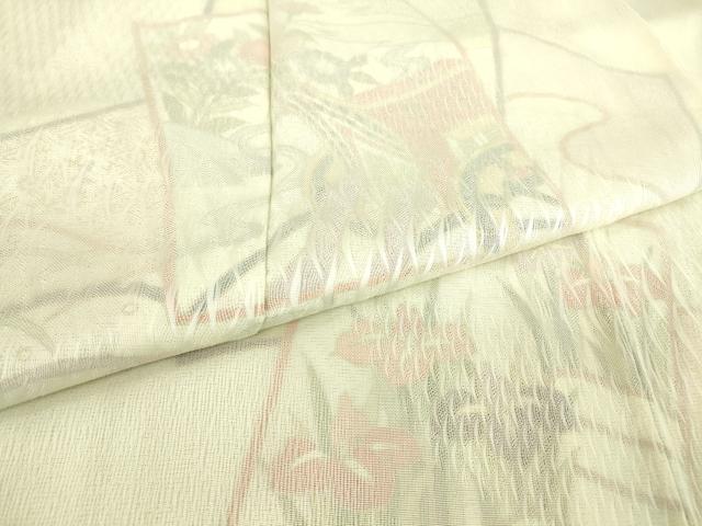 平和屋着物▽訪問着　無双　紗袷　紋紗×絽　色紙重ね花文　正絹　逸品　DAAT9336az_6