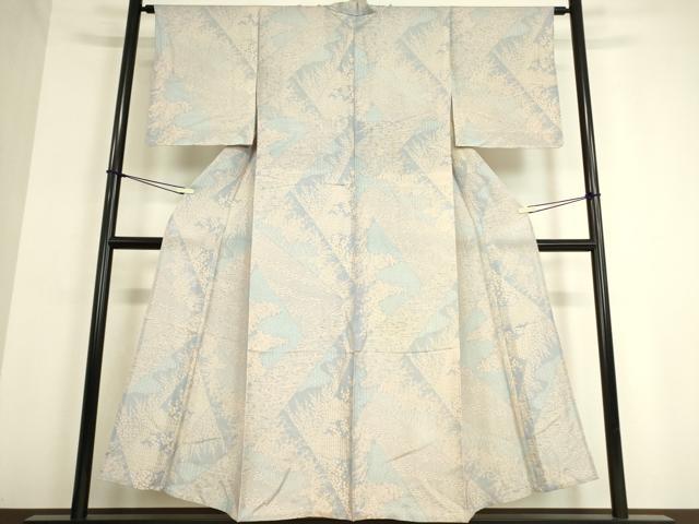 平和屋着物▽本場染大島紬　単衣　流水花切嵌め文様　正絹　逸品　DAAT9343az