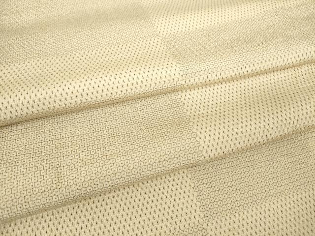 平和屋着物▽本塩沢　単衣　格子　110亀甲　正絹　逸品　DAAT9345az