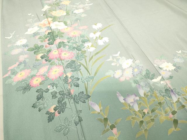 平和屋着物▽訪問着 単衣 友禅 作家物 草花文 暈し染め