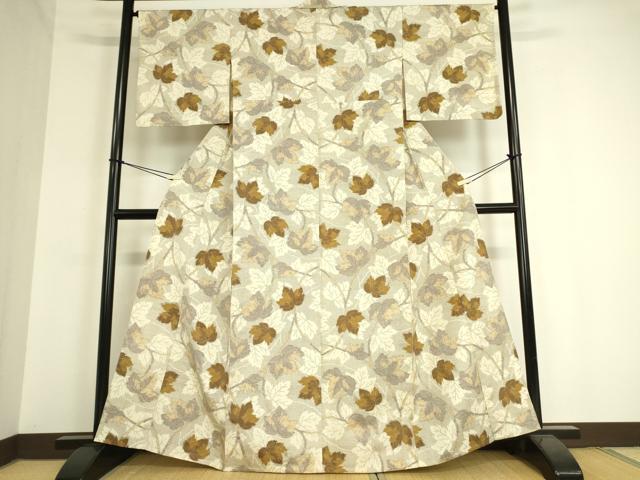 平和屋着物▽上質な紬　単衣　蔦の葉文　正絹　逸品　DAAT9362az 平和屋着物▽上質な紬 単衣 蔦の葉文 正絹 逸品 DAAT9362azの通販はau