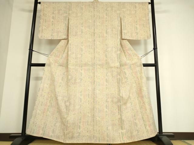 平和屋着物▽上質な紬　単衣　笹竹文　正絹　逸品　DAAT9365az 平和屋着物▽上質な紬 単衣 笹竹文 正絹 逸品 DAAT9365azの通販 by