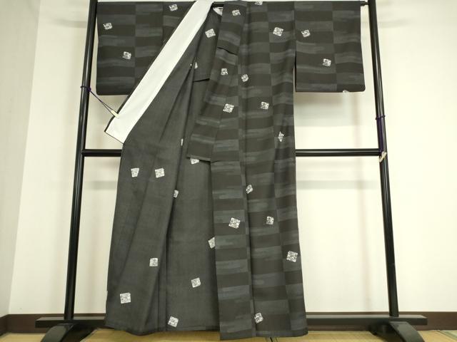 平和屋着物▽小紋　単衣　色紙花文　黒地　洗える着物　DAAT9369az 平和屋着物▽小紋 単衣 色紙花文 黒地 洗える着物 DAAT9369azの通販は