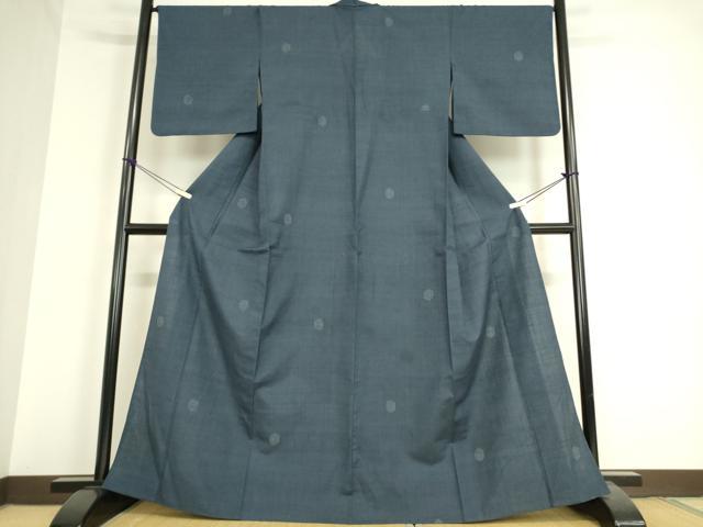 平和屋着物▽結城紬　単衣　亀甲文　80亀甲　飛び亀甲柄　正絹　逸品　DAAT9372az_1
