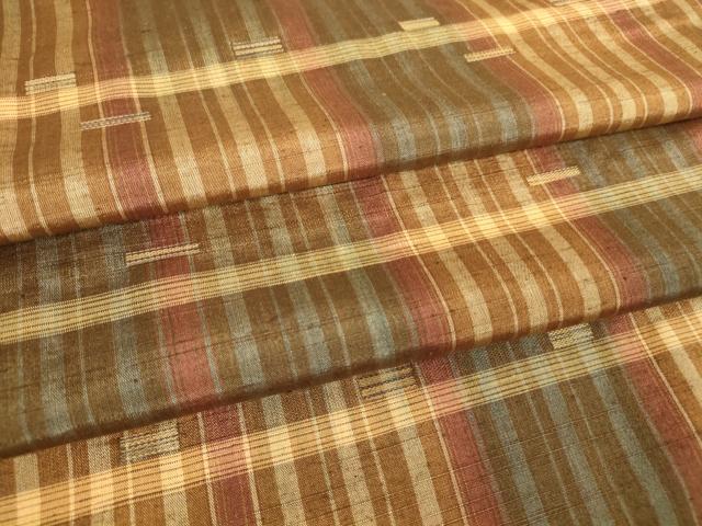 平和屋着物▽上質な紬　単衣　縞　正絹　逸品　DAAT9375az