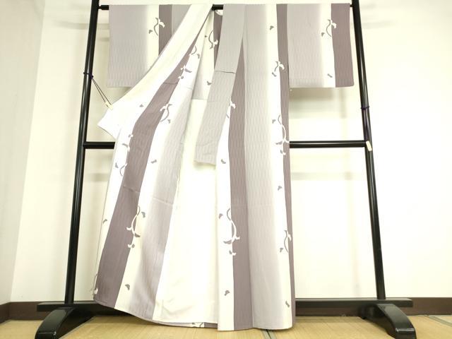 平和屋着物▽上質な小紋 単衣 銀杏間道 暈し染め 正絹