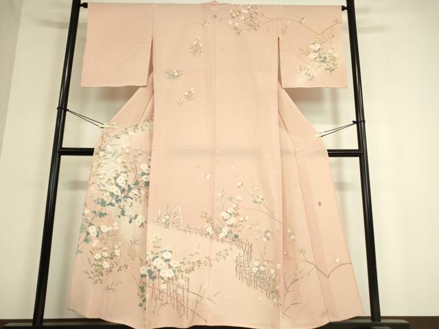 平和屋着物▽訪問着　単衣　友禅　作家物　吉祥花文　正絹　逸品　DAAT9384az