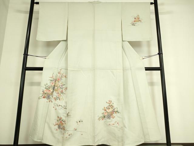 平和屋着物▽訪問着　単衣　総刺繍　花車文　金糸　正絹　逸品　DAAT9385az_1