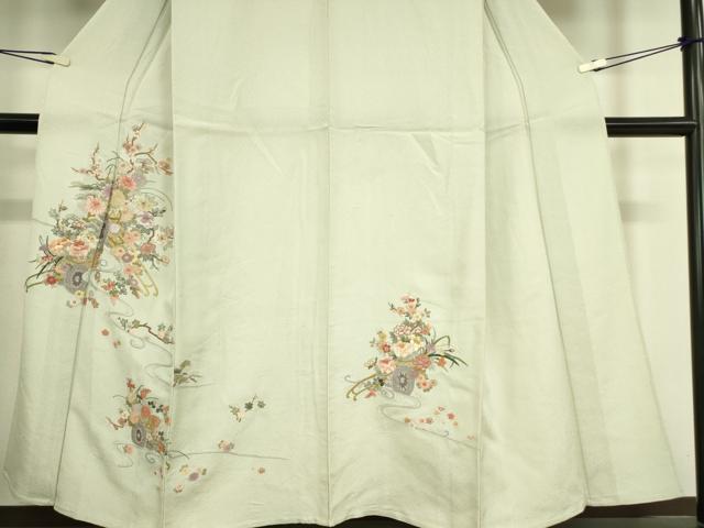 平和屋着物▽訪問着　単衣　総刺繍　花車文　金糸　正絹　逸品　DAAT9385az_4