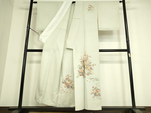 平和屋着物▽訪問着　単衣　総刺繍　花車文　金糸　正絹　逸品　DAAT9385az_2