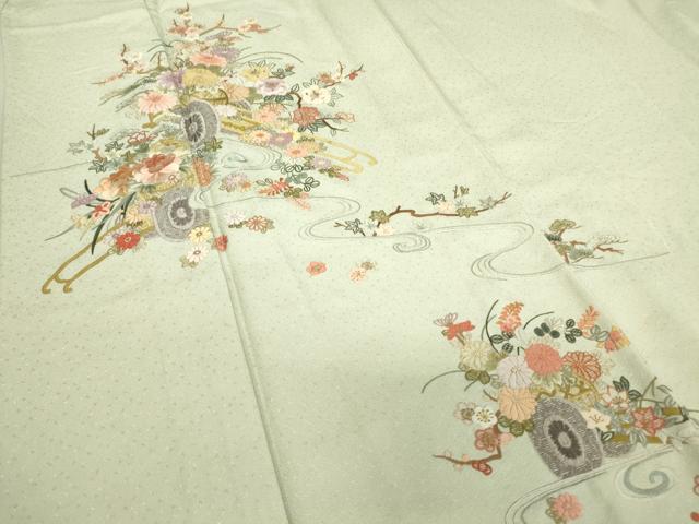 平和屋着物▽訪問着　単衣　総刺繍　花車文　金糸　正絹　逸品　DAAT9385az_5