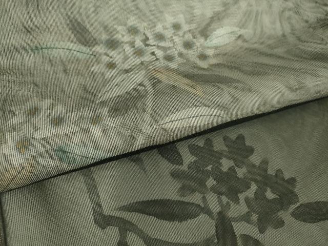 平和屋着物▽訪問着 無双 紗袷 紗×紗 枝花文 黒地