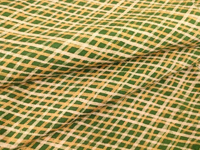 平和屋着物▽上質な小紋　単衣　紬地　格子　正絹　逸品　DAAT9477az