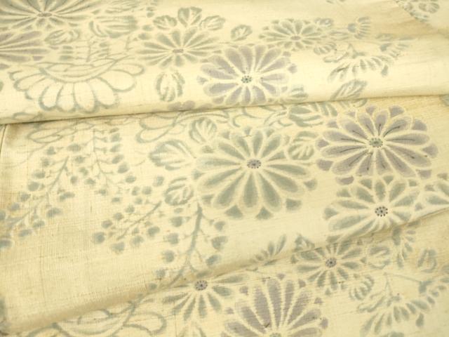 平和屋着物▽上質な小紋　単衣　紬地　花松文　正絹　逸品　DAAT9478az