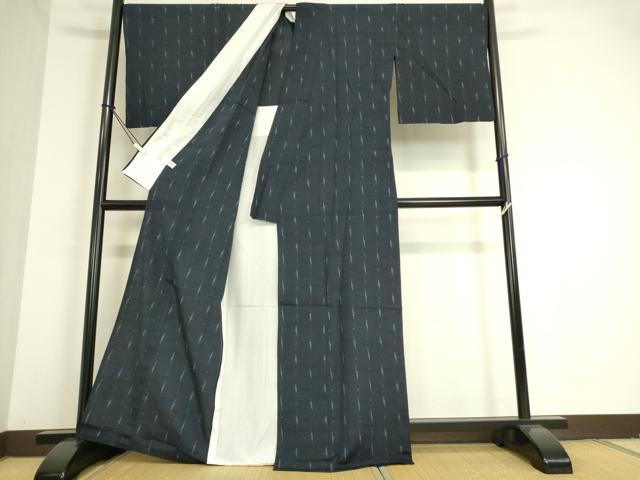 平和屋着物▽上質な紬 単衣 絣文 正絹 逸品 DAAT9488az