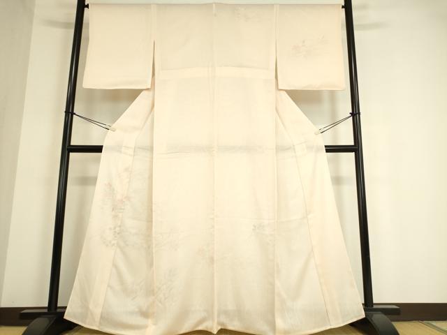 平和屋着物▽訪問着　無双　紗袷　紋紗×絽　萩に桔梗　銀彩　正絹　逸品　DAAT9493az