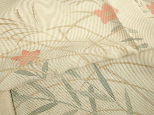 平和屋着物▽訪問着 無双 紗袷 紋紗×絽 萩に桔梗