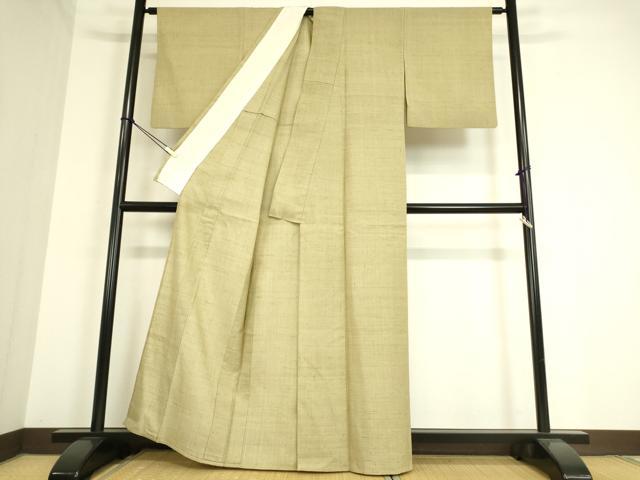 平和屋着物▽生紬　単衣　木蘭色　正絹　逸品　DAAT9496az_2