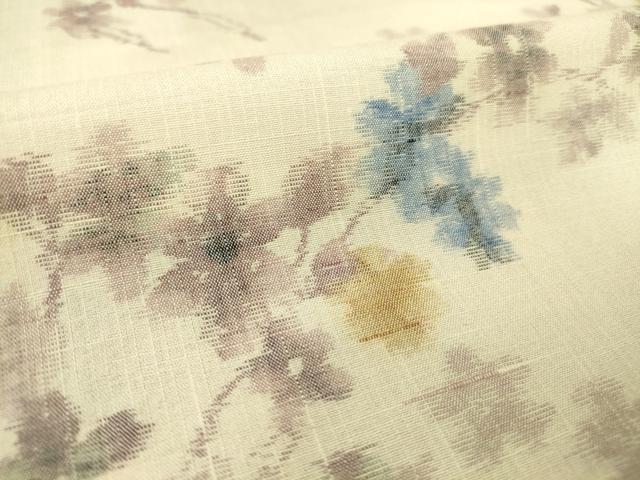 平和屋着物▽上質な紬 単衣 枝花文 正絹 逸品 DAAT9507az