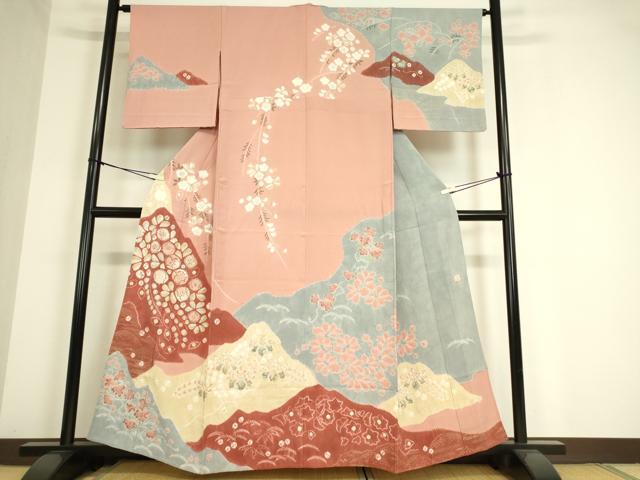 平和屋着物▽十日町　名門　滝泰謹製　訪問着　単衣　絞り　辻が花　金彩　正絹　逸品　DAAT9519az