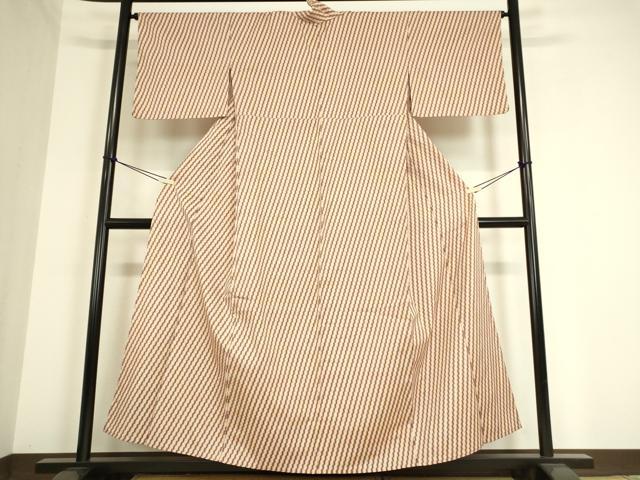 平和屋着物▽上質な紬　単衣　矢羽文　正絹　逸品　DAAT9520az