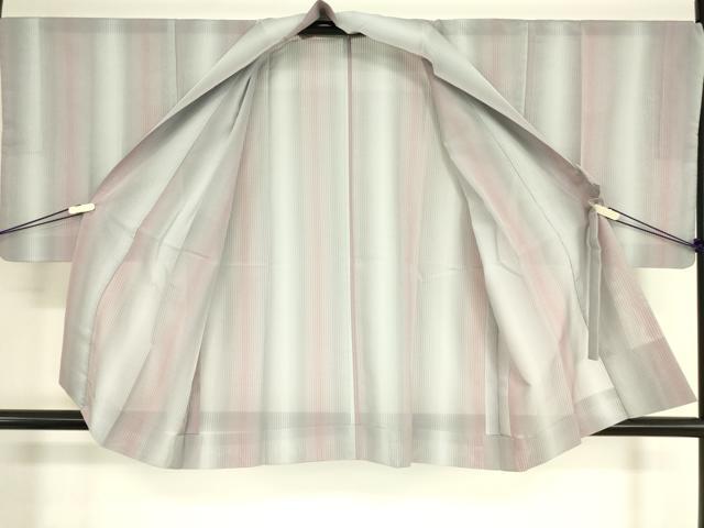 平和屋着物▽道中着 スリーシーズン 春夏秋 塵除け 斜 縞 正絹