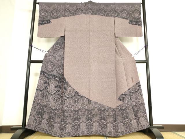 平和屋着物▽極上　前田仁仙　仁仙更紗　訪問着　単衣　更紗花文　さが美扱い　正絹　逸品　DAAT9634az