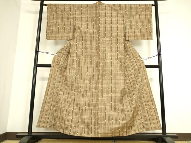 平和屋着物▽上質な紬 単衣 霞文 正絹 逸品 DAAT9651az 平和屋