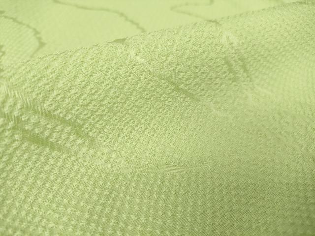 平和屋着物▽上質な色無地 単衣 霞地紋 若菜色 正絹 逸品 DAAT9644az