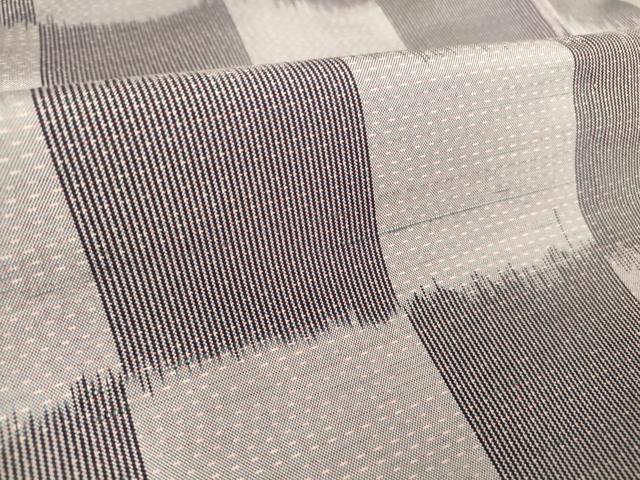 平和屋着物▽上質な紬 単衣 市松文 正絹 逸品 DAAT9647az