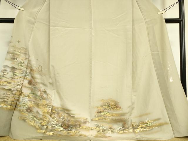 平和屋着物▽訪問着　単衣　作家物　日本三景　宮島　暈し染め　金銀彩　正絹　逸品　DAAT9652az_3