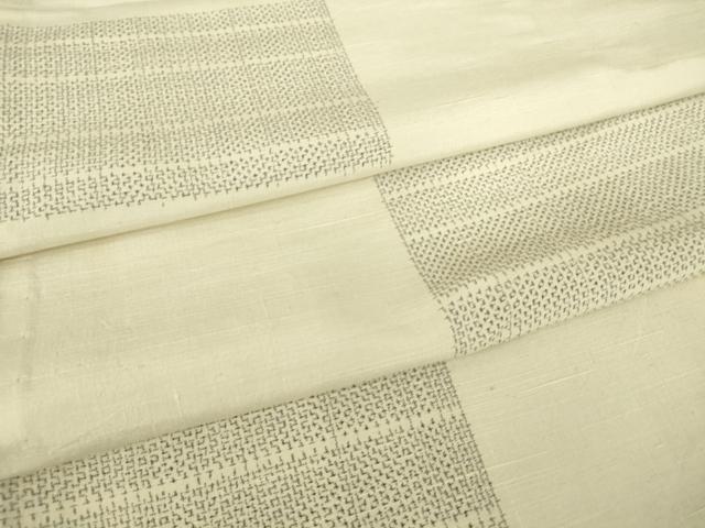 平和屋着物▽上質な紬　単衣　市松文　正絹　逸品　DAAT9654az