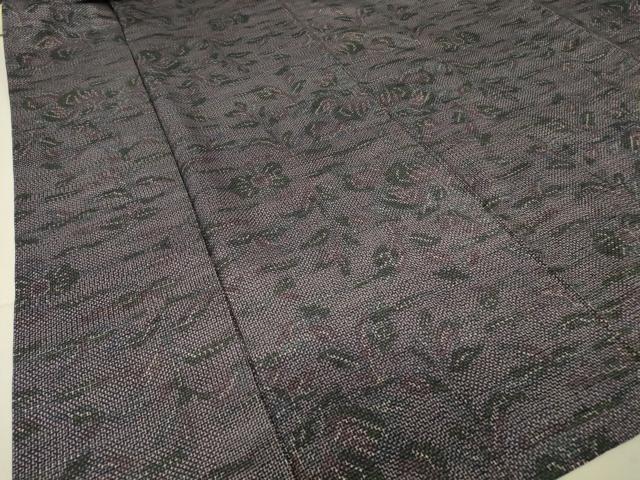 平和屋着物▽上質な紬　単衣　草花文　正絹　逸品　DAAT9655az 平和屋着物▽上質な紬 単衣 草花文 正絹 逸品 DAAT9655az