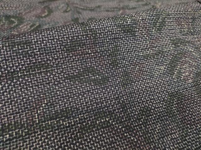 平和屋着物▽上質な紬 単衣 草花文 正絹 逸品 DAAT9655az