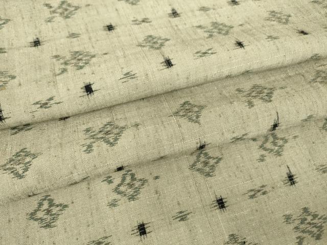 平和屋着物▽上質な紬　単衣　絣横段文　正絹　逸品　DAAT9662az