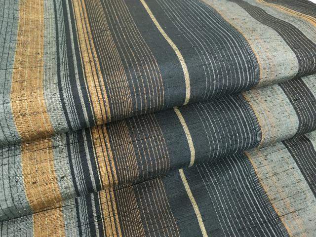 平和屋着物▽上質な紬　単衣　縞　正絹　逸品　DAAT9711az