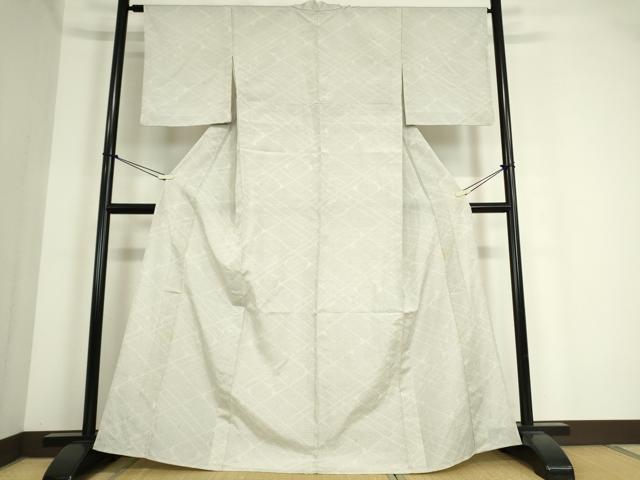 平和屋着物▽本塩沢 単衣 更紗花文 110亀甲 正絹 逸品 DAAS0118az