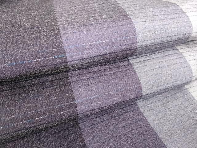 平和屋着物▽上質なお召　単衣　縞　正絹　逸品　DAAT9720az