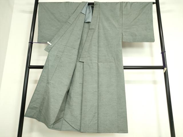 平和屋着物▽男性 紬 単衣 霞文 深川鼠色 正絹 逸品 DAAT9827az