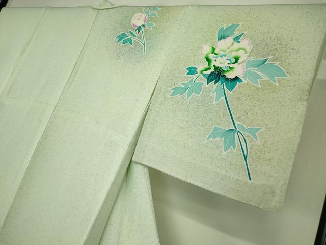 平和屋着物▽訪問着 単衣 牡丹文 たたき染め 金彩 正絹 逸品 DAAT9829az