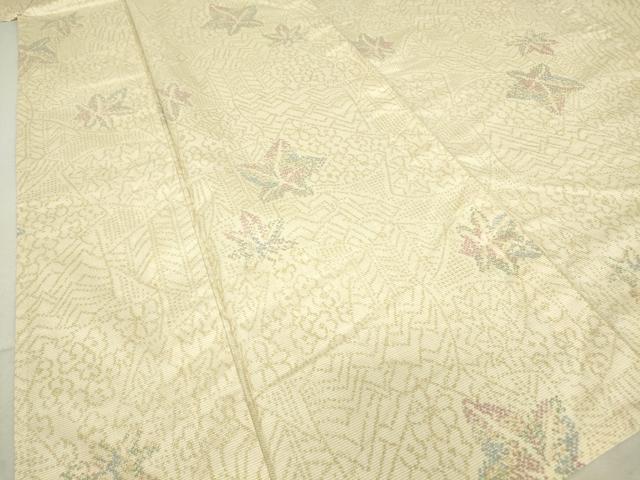 平和屋着物▽上質な紬 単衣 楓文 正絹 逸品 DAAT9848az