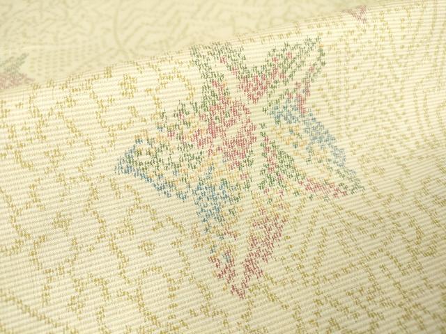 平和屋着物▽上質な紬 単衣 楓文 正絹 逸品 DAAT9848az