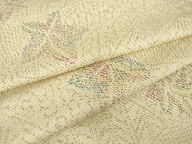 平和屋着物▽上質な紬　単衣　楓文　正絹　逸品　DAAT9848az