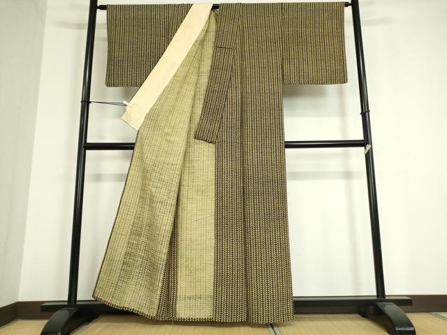 平和屋着物▽上質な小紋 紬地 単衣 舞蝶文 正絹 逸品