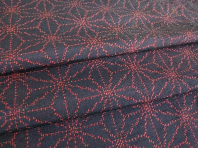 平和屋着物▽上質な紬　単衣　麻の葉文　正絹　逸品　DAAT9875az