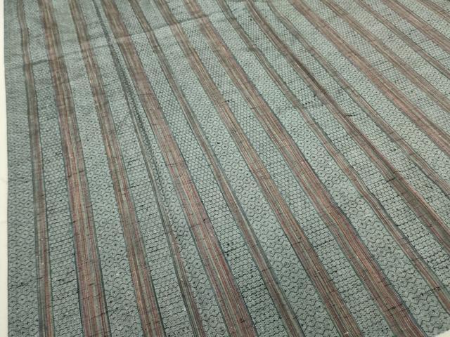 平和屋着物▽上質な紬 単衣 亀甲間道 正絹 逸品 DAAT9888az